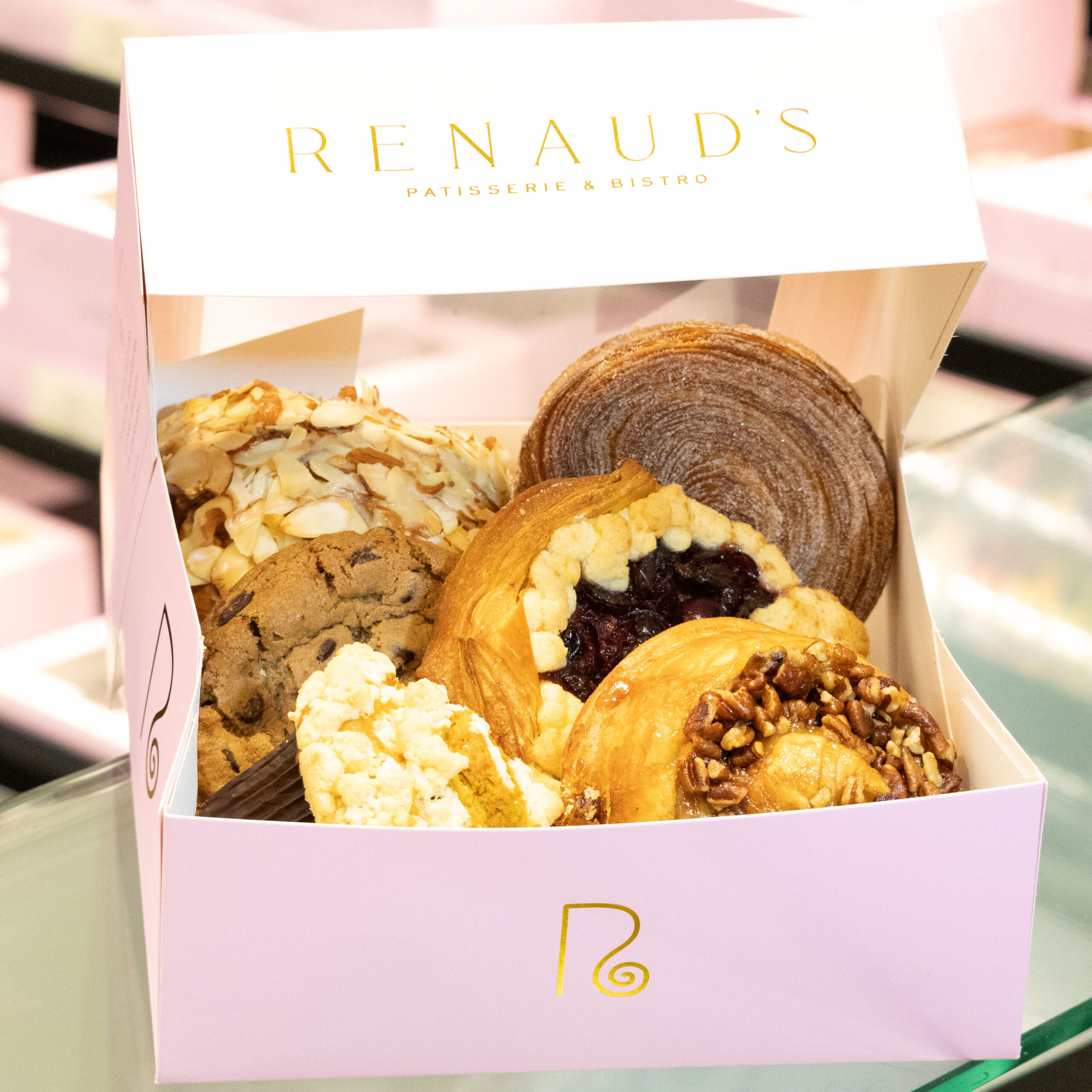 Breakfast pastries in a box